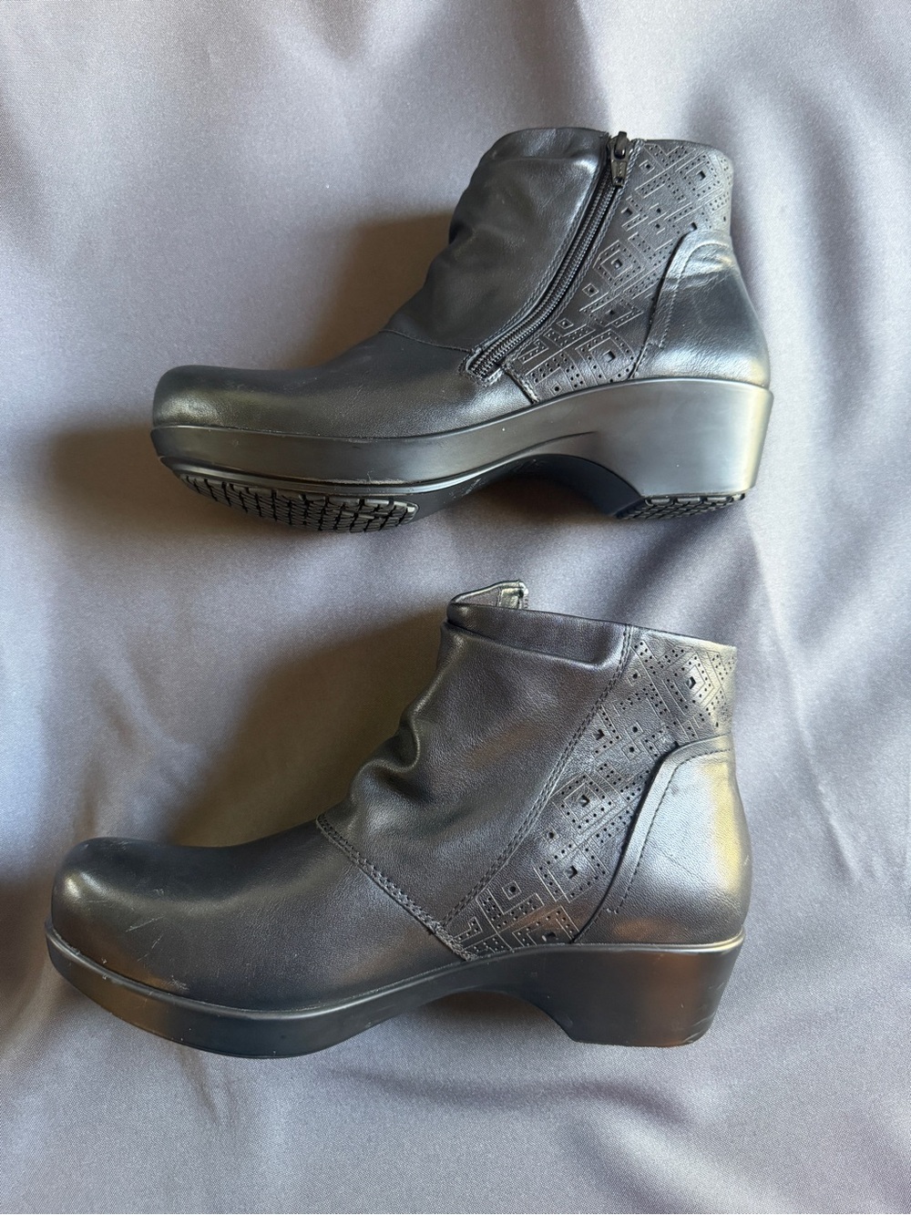 ABEO Jennie Black Leather Ankle Boots Size 8.5 Comfort Orthotic - Picture 6 of 11